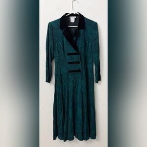 Lanz Original Vintage Green Black Dress